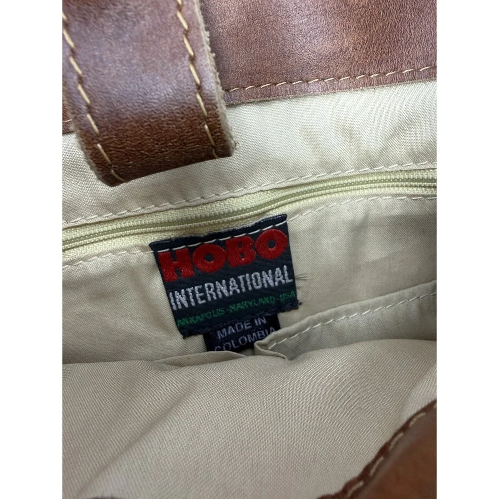 Vintage HOBO International Brown Leather Hobo Shoulder Bag Made Colombia